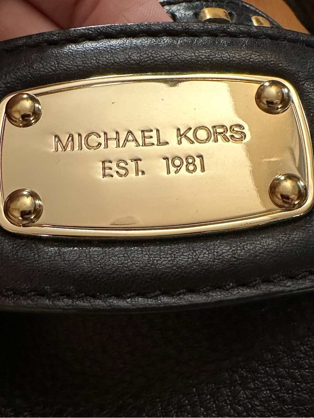 Michael Kors Black Leather Studded Tote Shoulder Bag Gold Hardware - Picture 4 of 12